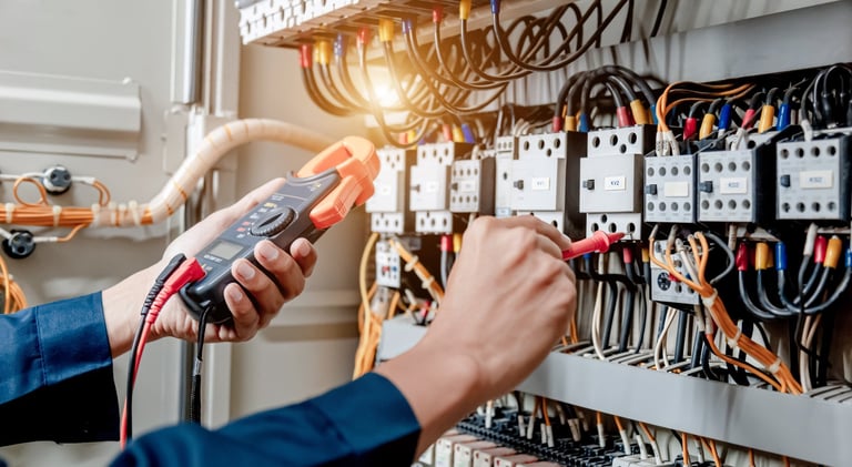 Electrician testing electrical installations